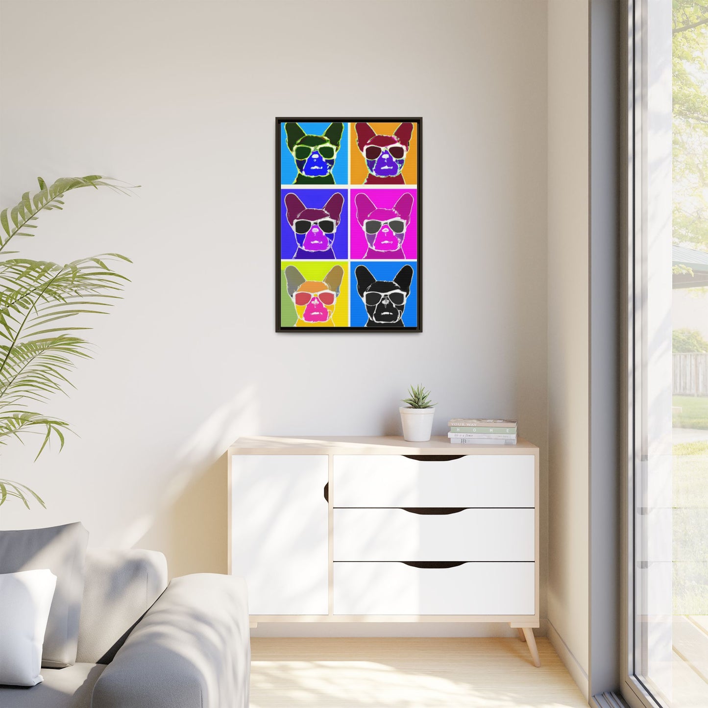 Colorful Dog Art Print - Framed Matte Canvas