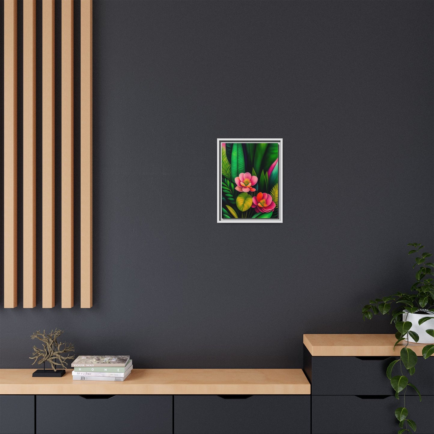 Vibrant Floral Wall Art, Framed Canvas Print, Tropical Decor, Bright Home Aesthetic, Gift for Nature Lovers, Botanical Artwork