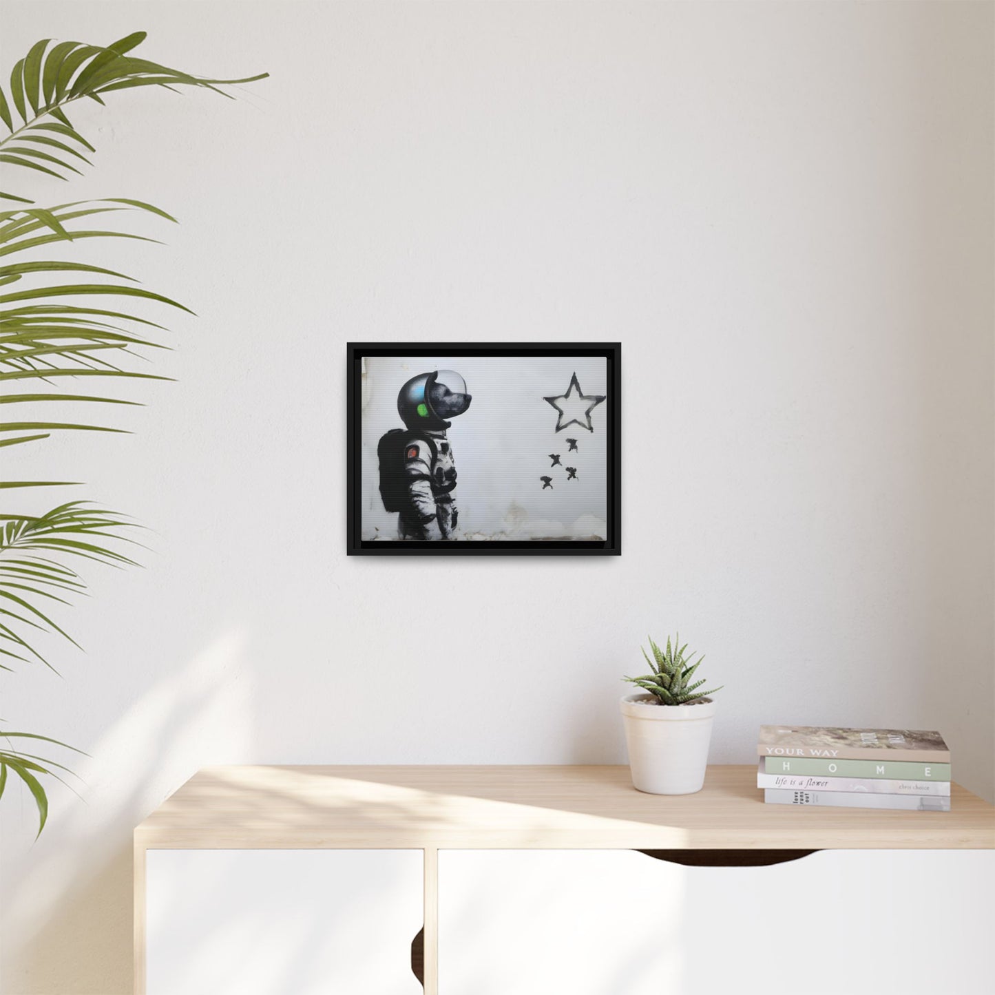 Astronaut Wall Art - Framed Matte Canvas Print for Dreamers and Space Enthusiasts