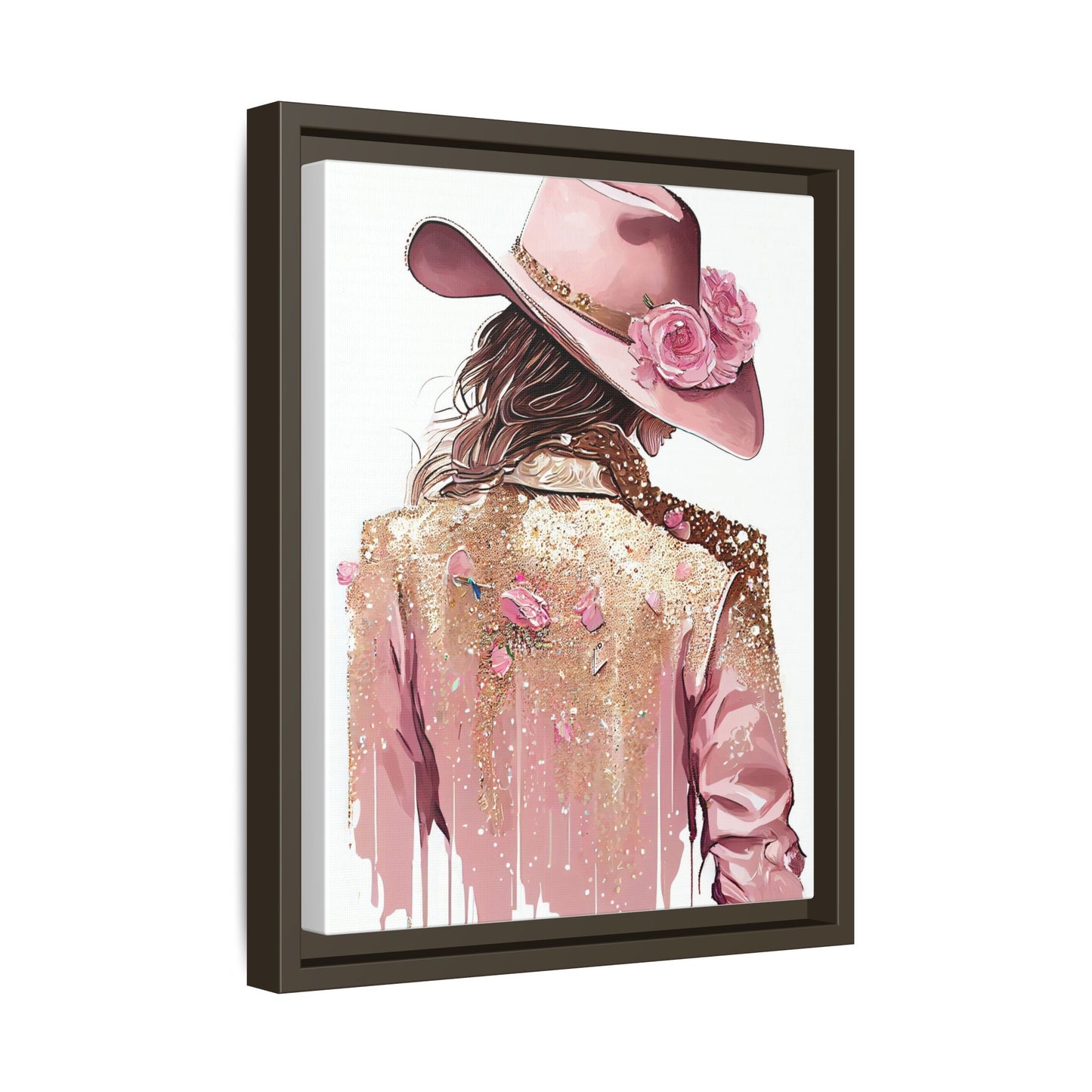 Western Chic Framed Canvas Art - Colorful Floral Cowboy Design