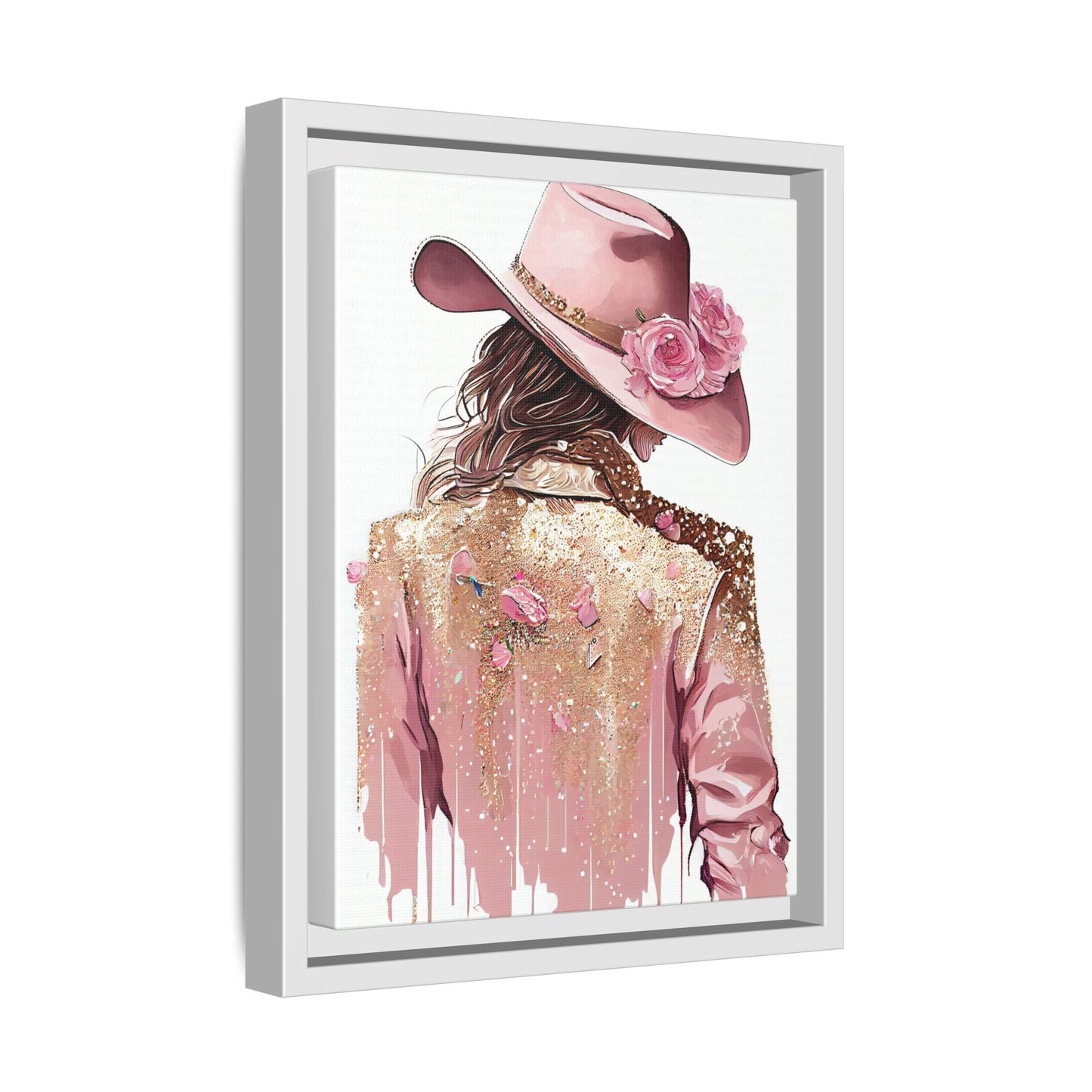 Western Chic Framed Canvas Art - Colorful Floral Cowboy Design
