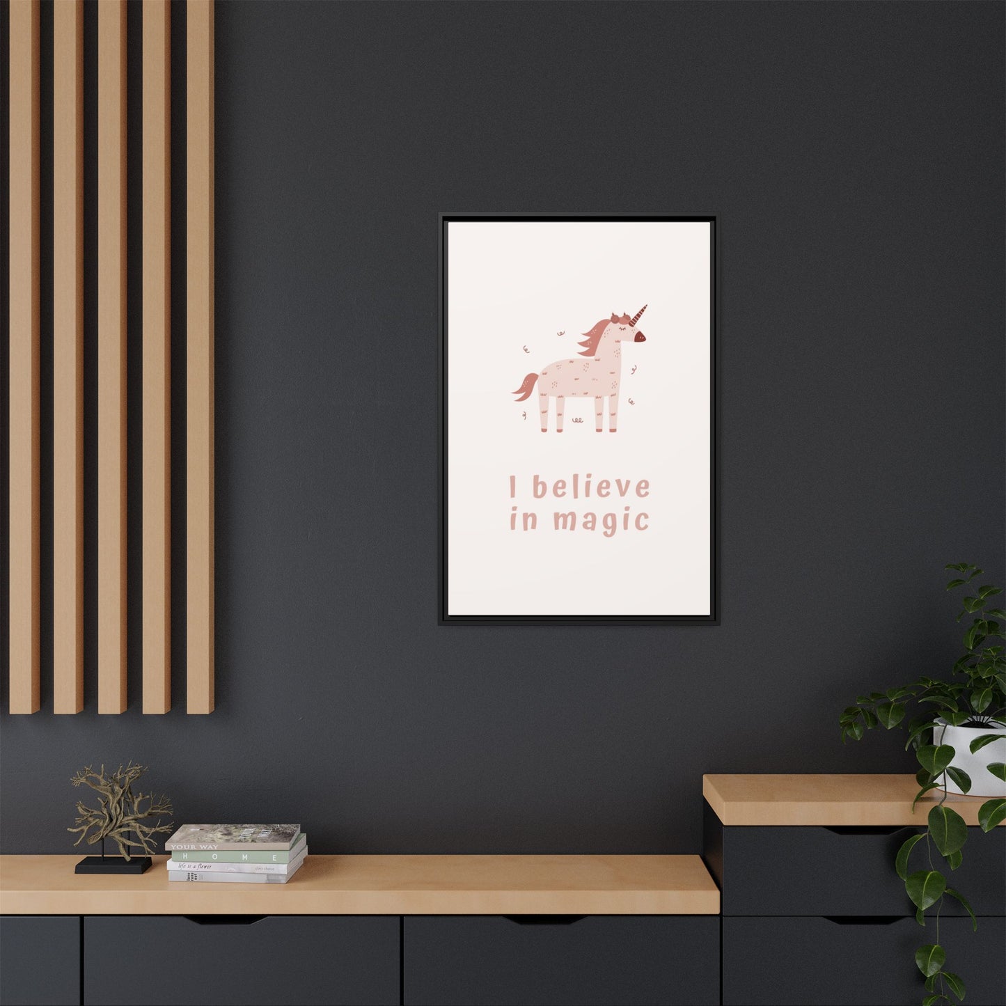 Framed Unicorn Art Print, Magical Home Decor for Kids, Whimsical Nursery Wall Art, Belief in Magic Poster, Gift for Unicorn Lovers