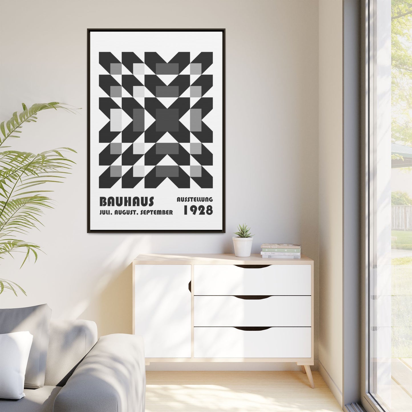 Bauhaus Abstract Framed Canvas Art - Modern Wall Decor for Design Lovers