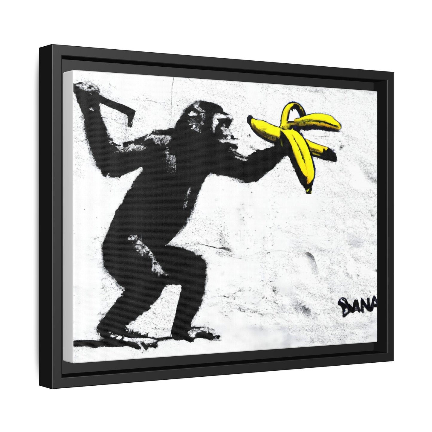 Framed Canvas Art - Playful Monkey with Bananas | Whimsical Wall Decor for Home & Office