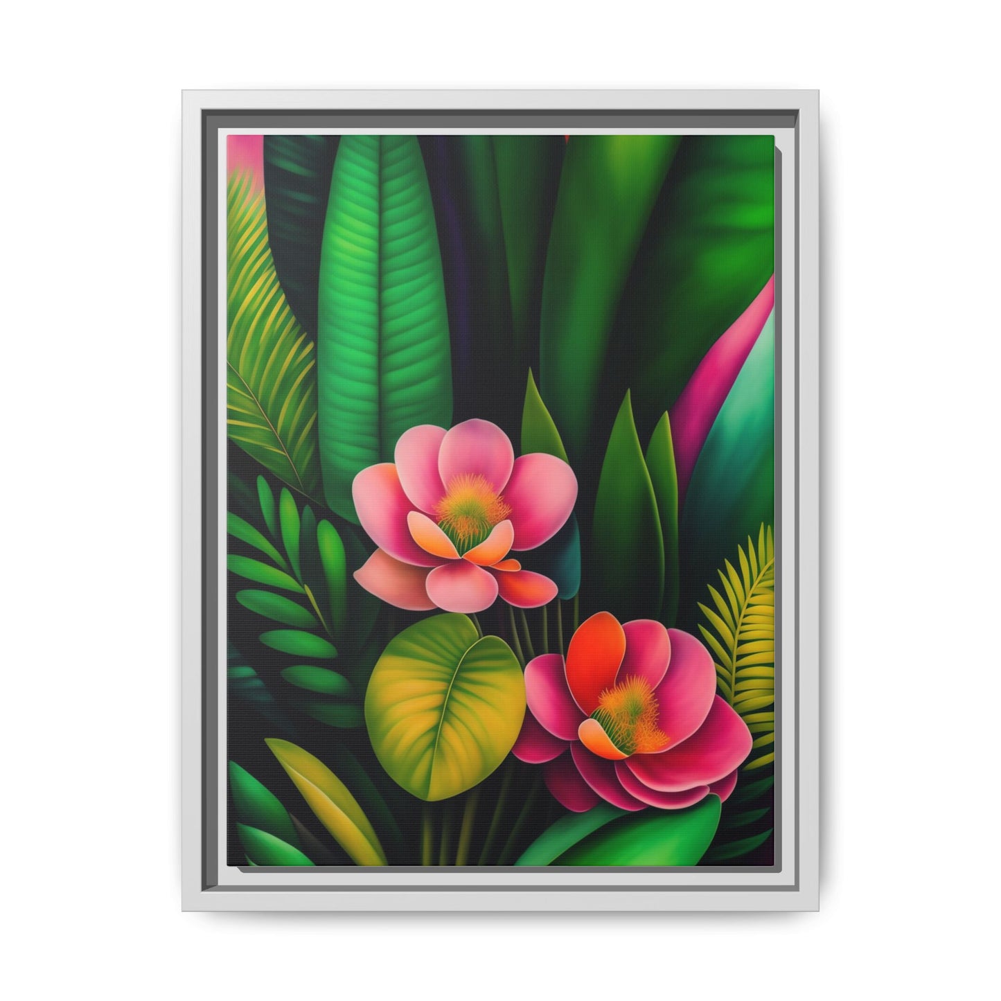 Vibrant Floral Wall Art, Framed Canvas Print, Tropical Decor, Bright Home Aesthetic, Gift for Nature Lovers, Botanical Artwork