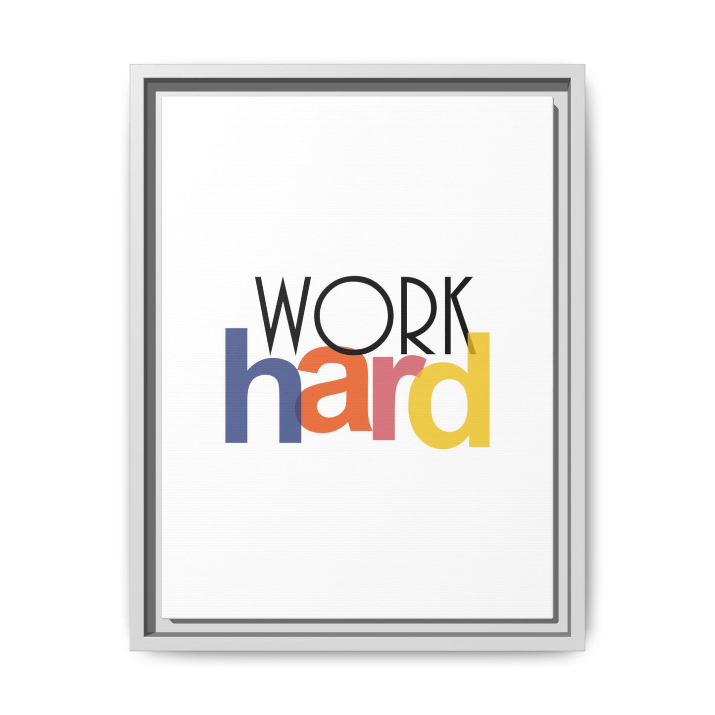 Framed Wall Art: Motivational 'WORK hard' Canvas Print | Office Decor, Gift for Student, Inspirational Wall Decor, Home Office Wall Art