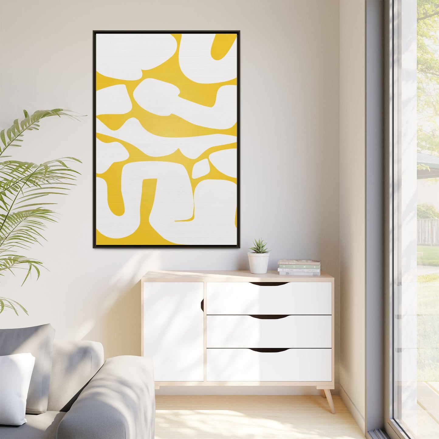 Abstract Yellow Art Print - Framed Matte Canvas Wall Decor