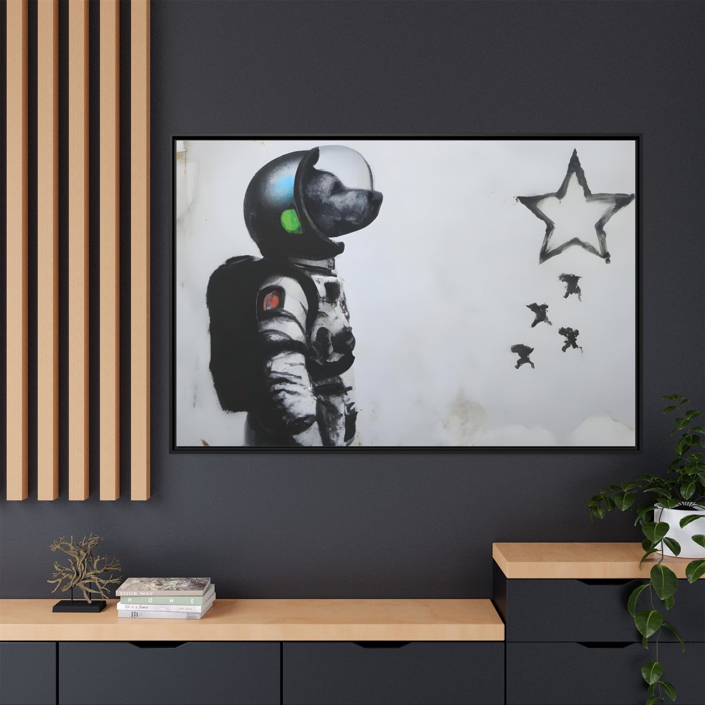 Astronaut Wall Art - Framed Matte Canvas Print for Dreamers and Space Enthusiasts