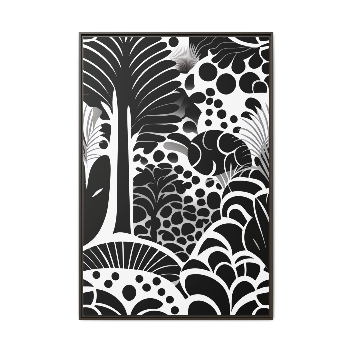 Black and White Framed Art Print, Modern Wall Décor, Minimalist Home Decoration, Botanical Canvas Artwork, Gift for Art Lovers