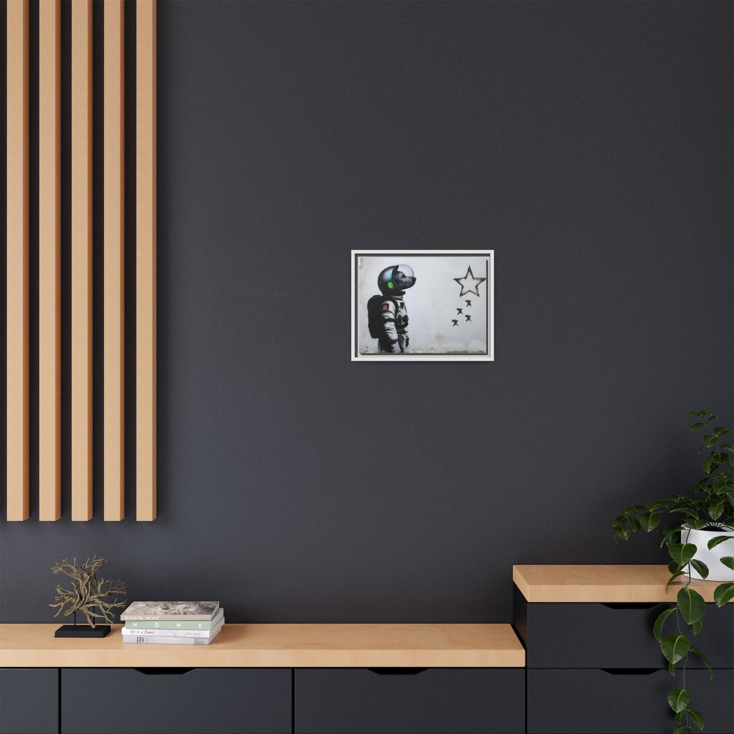 Astronaut Wall Art - Framed Matte Canvas Print for Dreamers and Space Enthusiasts