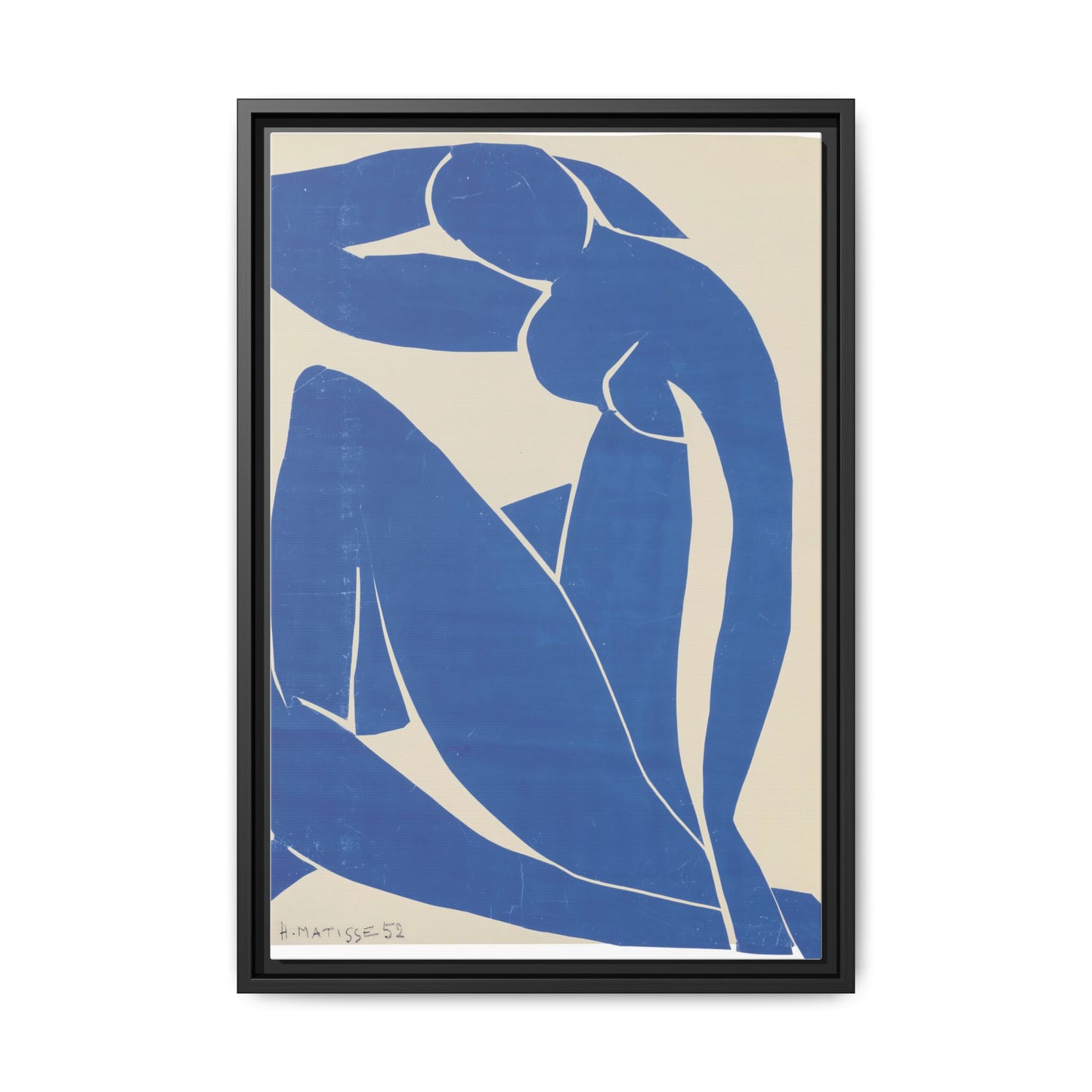 Contemporary Framed Canvas Art - Blue Abstract Figure, Modern Home Decor, Gift for Art Lovers, Stylish Wall Art, Feminine Vibe