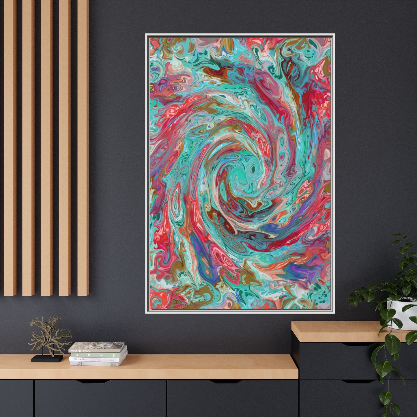 Vibrant Swirl Art Print - Multi-Color Framed Canvas Decor
