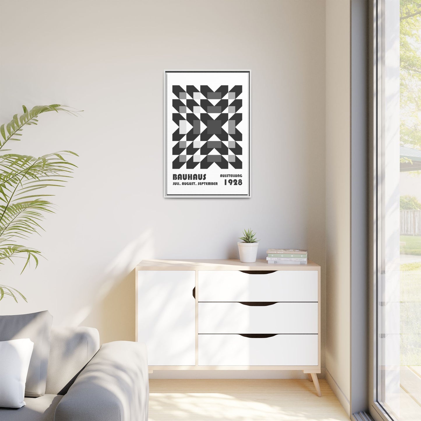 Bauhaus Abstract Framed Canvas Art - Modern Wall Decor for Design Lovers