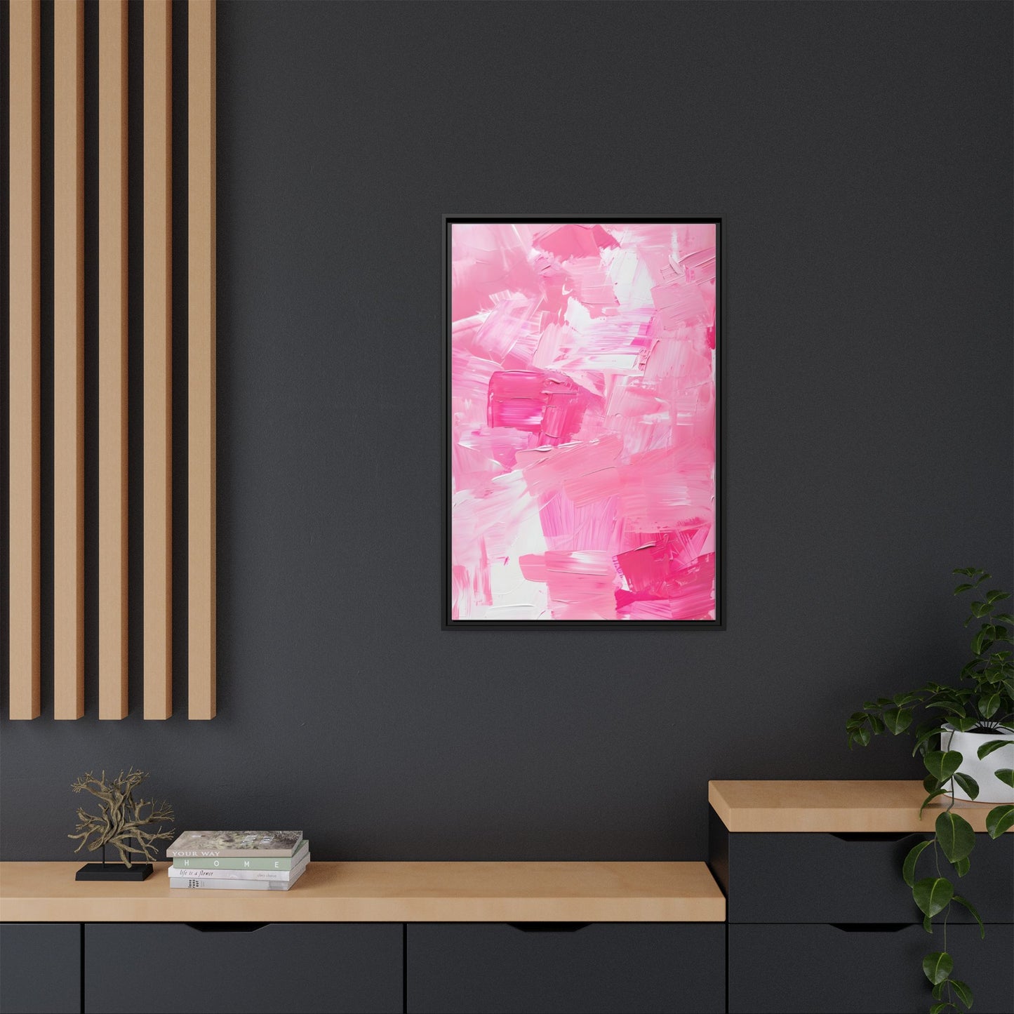Framed Abstract Art Print, Modern Wall Decor for Home, Office, Pink Canvas, Chic Decor, Birthday Gift, Unique Artwork