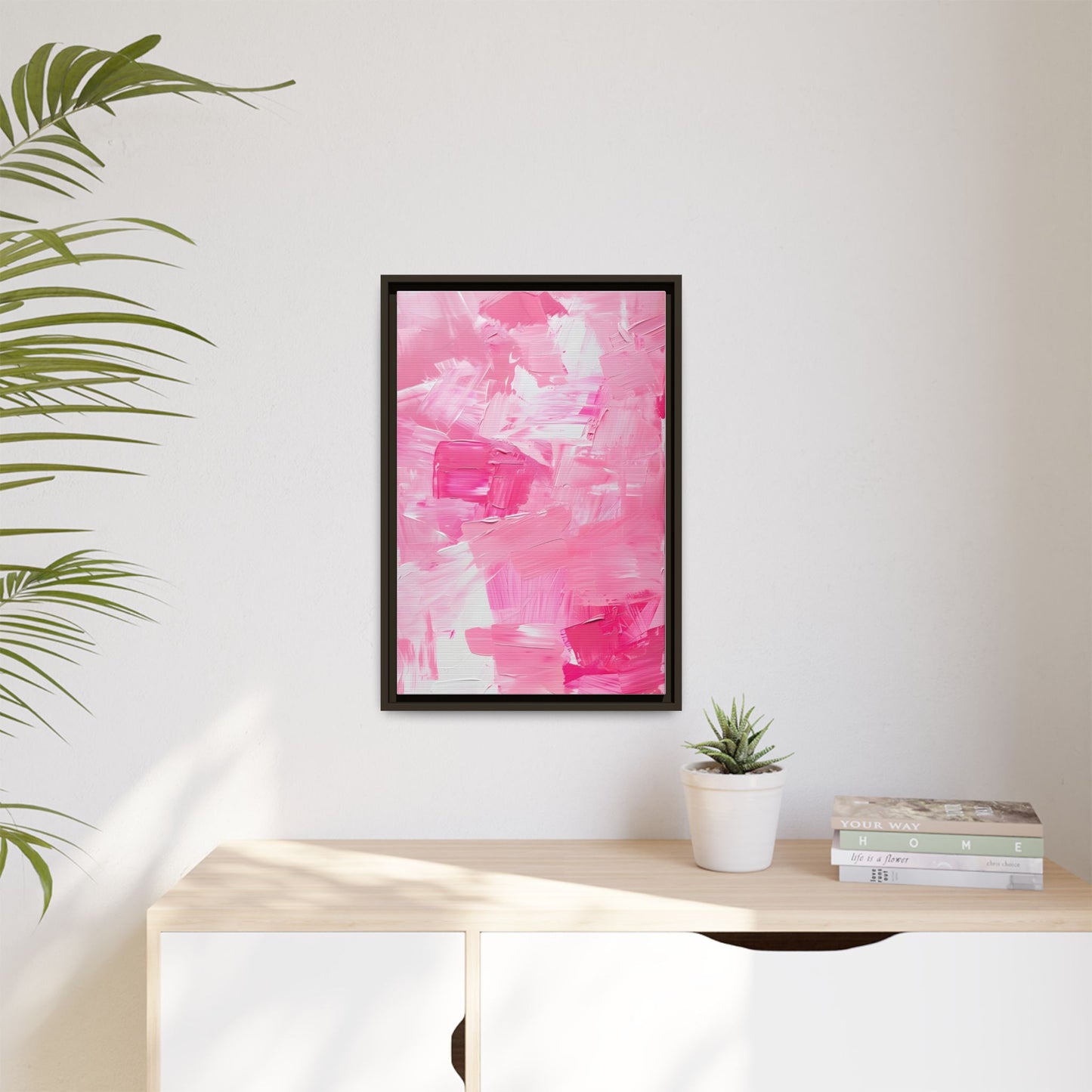 Framed Abstract Art Print, Modern Wall Decor for Home, Office, Pink Canvas, Chic Decor, Birthday Gift, Unique Artwork