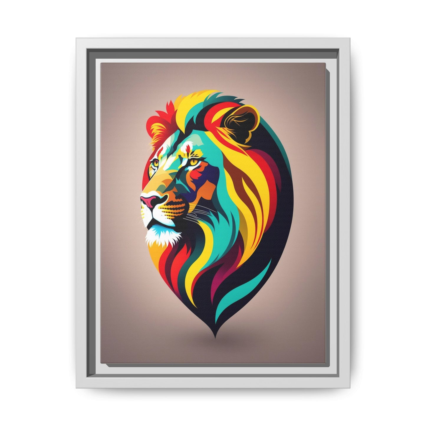 Vibrant Lion Canvas Wall Art, Framed Art Print, Colorful Animal Decor, Living Room Art, Unique Gift Idea