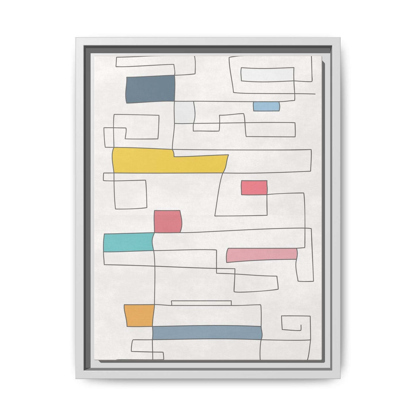 Abstract Line Art Framed Canvas - Modern Multi-Color Wall Decor