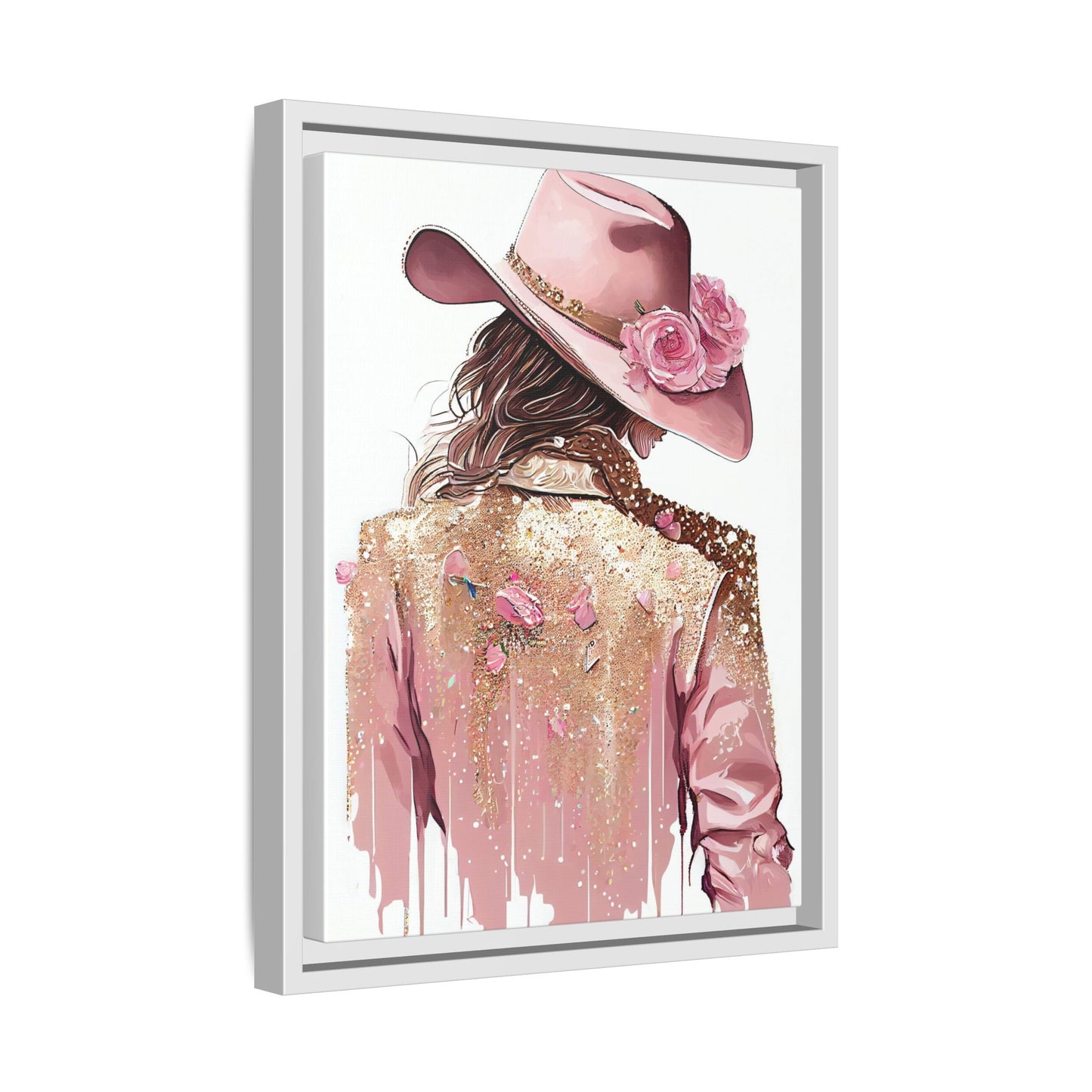 Western Chic Framed Canvas Art - Colorful Floral Cowboy Design