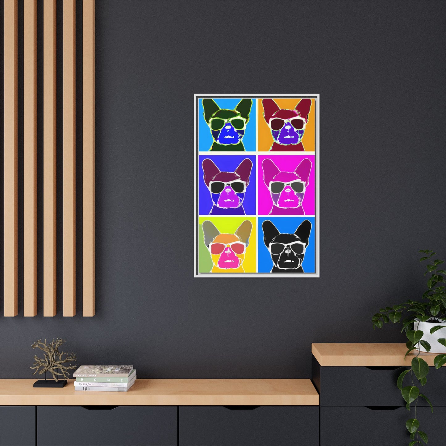 Colorful Dog Art Print - Framed Matte Canvas
