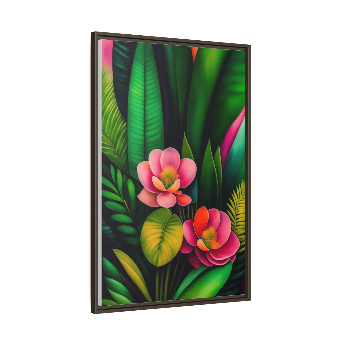 Vibrant Floral Wall Art, Framed Canvas Print, Tropical Decor, Bright Home Aesthetic, Gift for Nature Lovers, Botanical Artwork