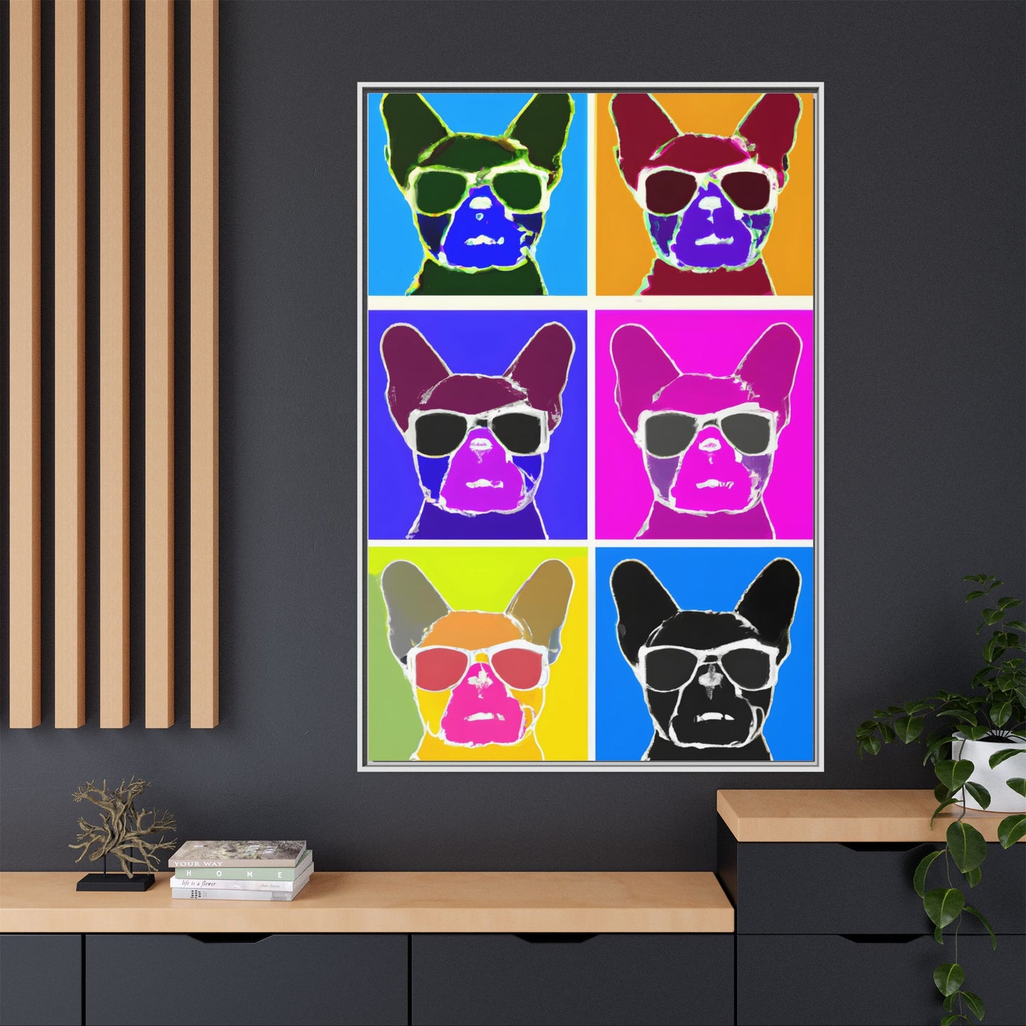 Colorful Dog Art Print - Framed Matte Canvas