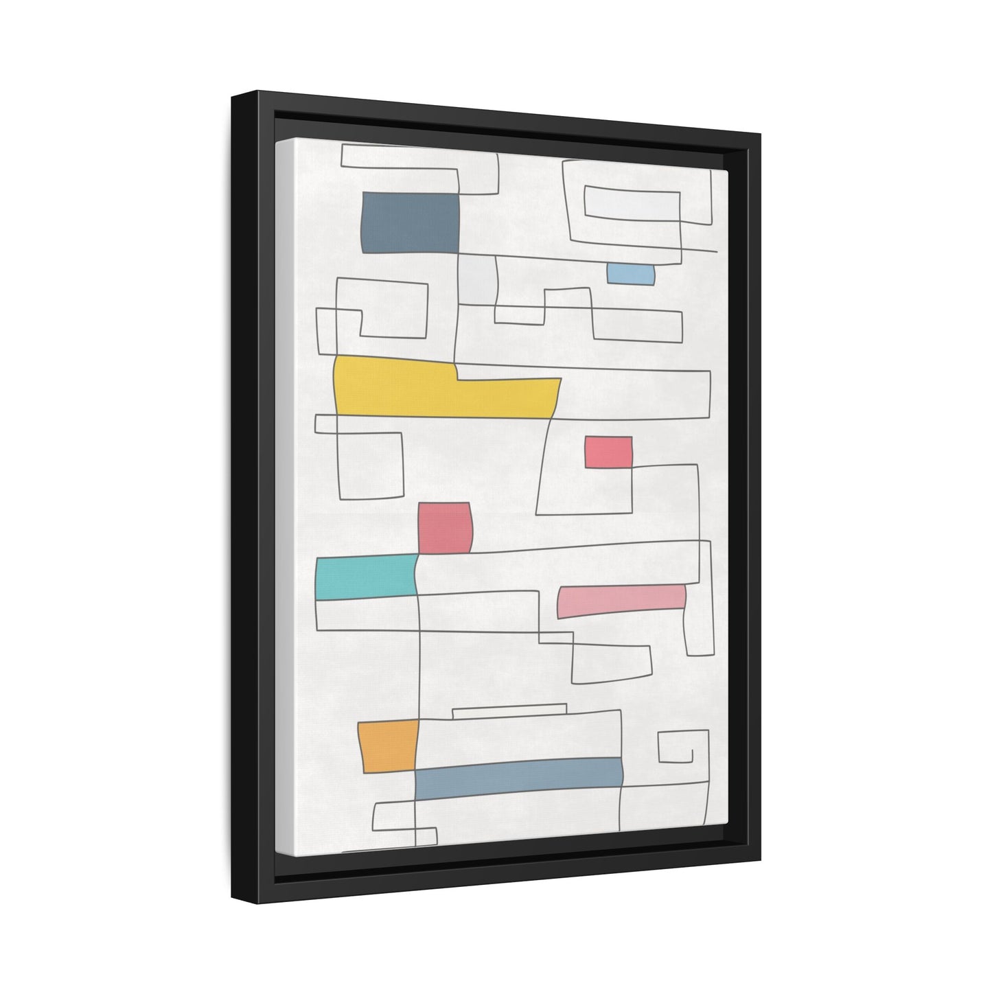 Abstract Line Art Framed Canvas - Modern Multi-Color Wall Decor