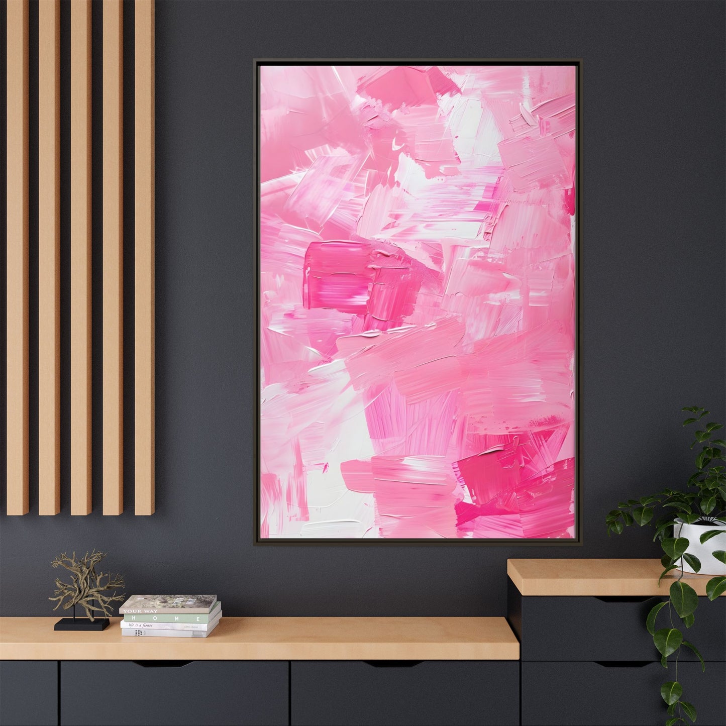 Framed Abstract Art Print, Modern Wall Decor for Home, Office, Pink Canvas, Chic Decor, Birthday Gift, Unique Artwork