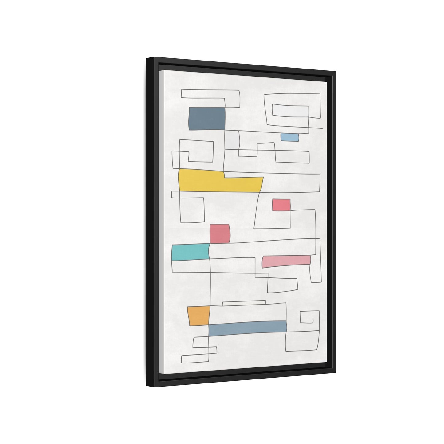 Abstract Line Art Framed Canvas - Modern Multi-Color Wall Decor