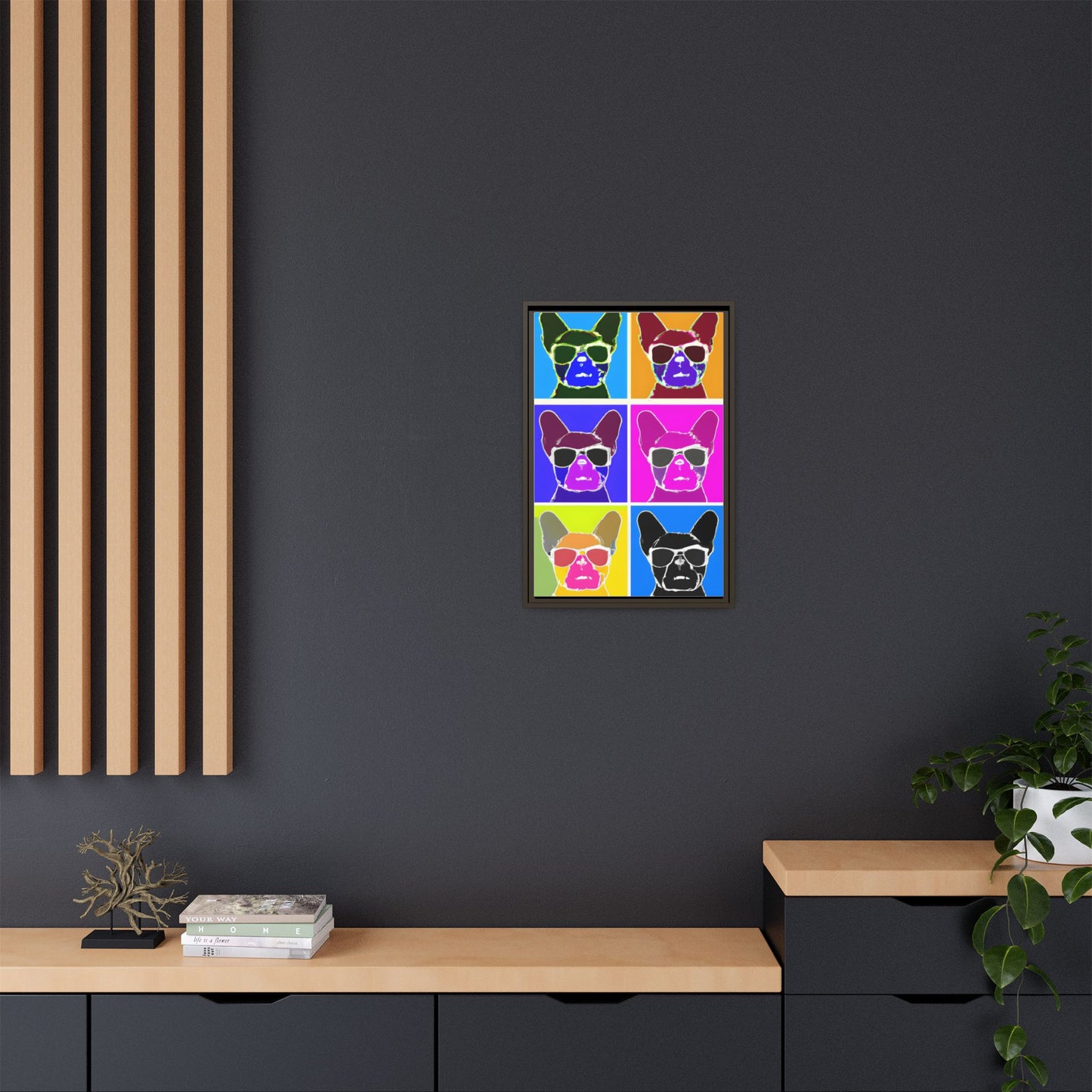 Colorful Dog Art Print - Framed Matte Canvas