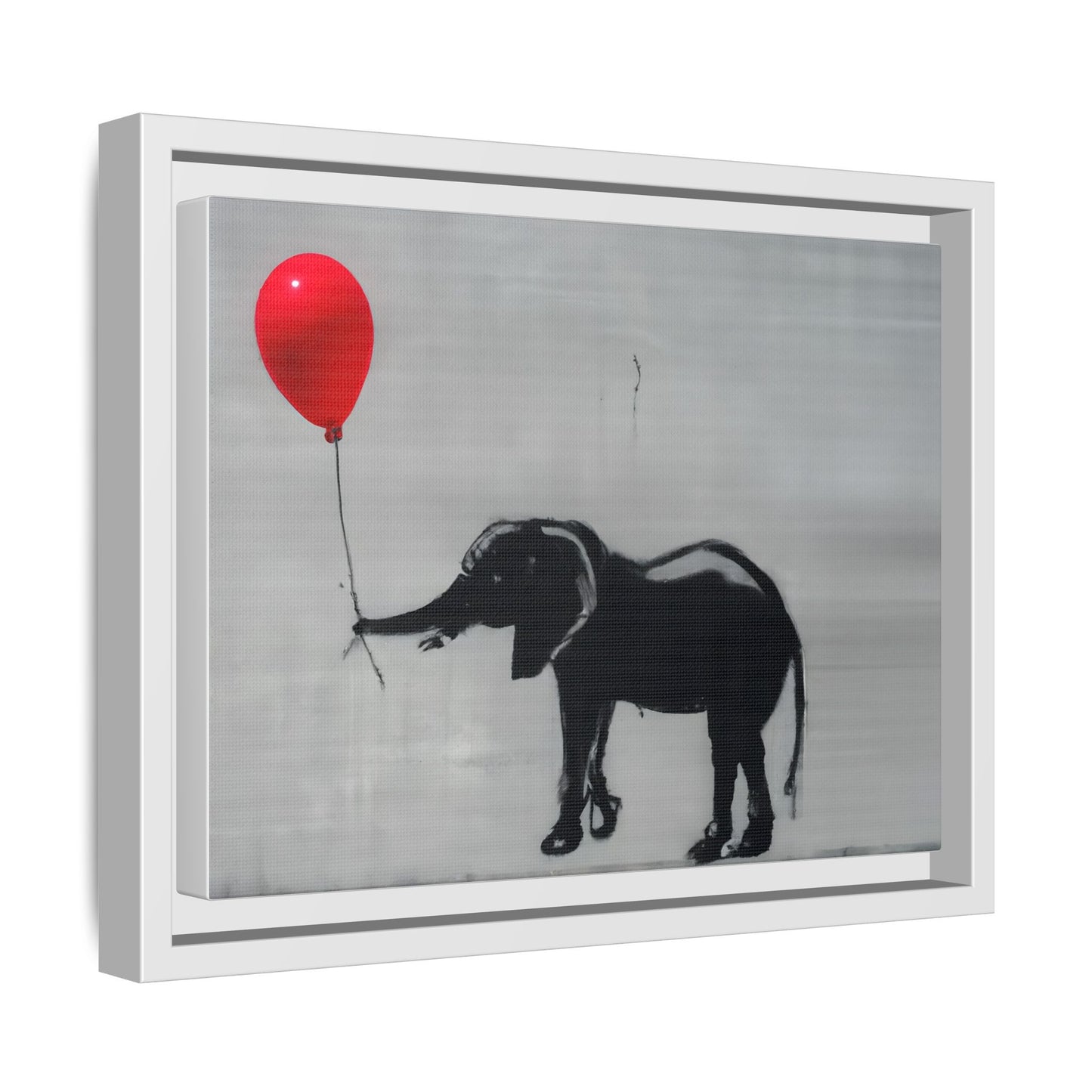 Framed Elephant Canvas Art - Playful Balloon Design