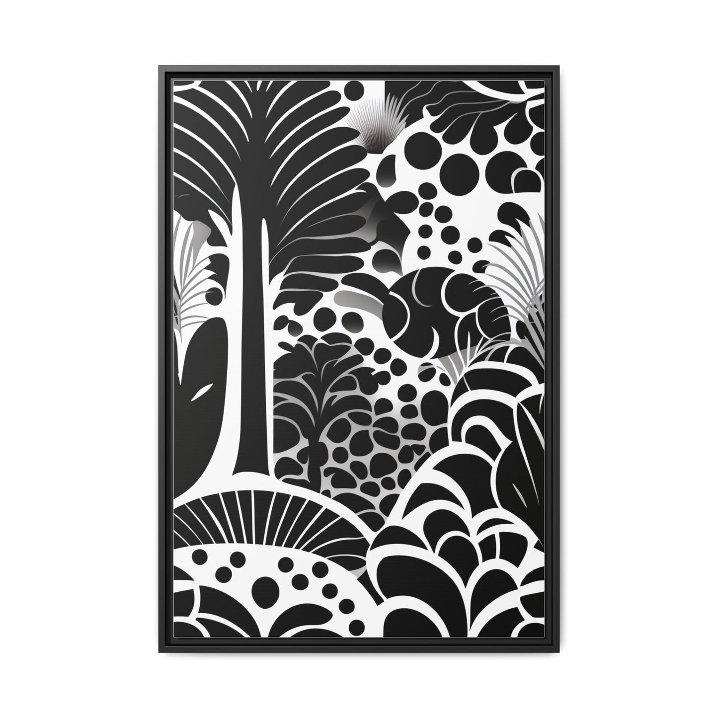 Black and White Framed Art Print, Modern Wall Décor, Minimalist Home Decoration, Botanical Canvas Artwork, Gift for Art Lovers