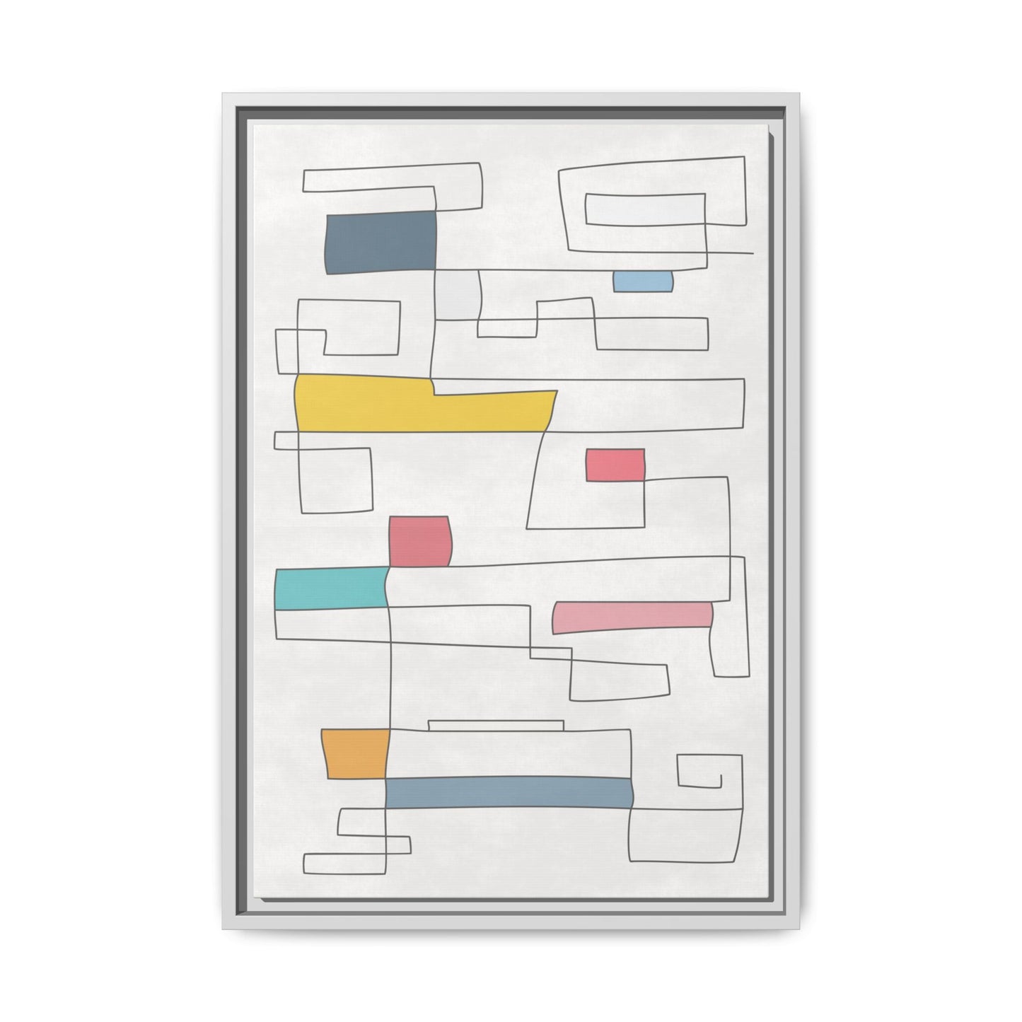 Abstract Line Art Framed Canvas - Modern Multi-Color Wall Decor