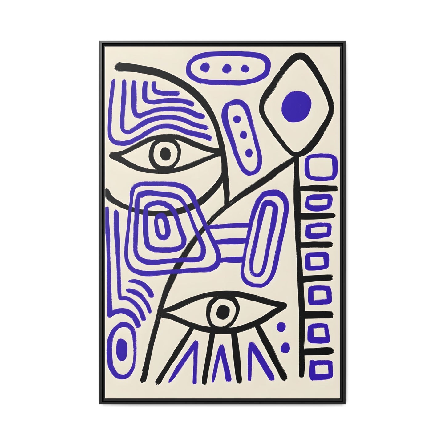 Abstract Line Art Canvas Print - Modern Black and Purple Framed Artwork