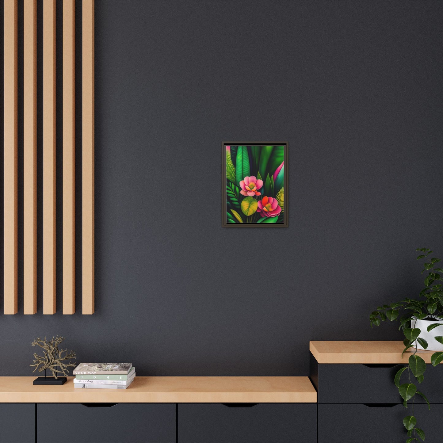 Vibrant Floral Wall Art, Framed Canvas Print, Tropical Decor, Bright Home Aesthetic, Gift for Nature Lovers, Botanical Artwork