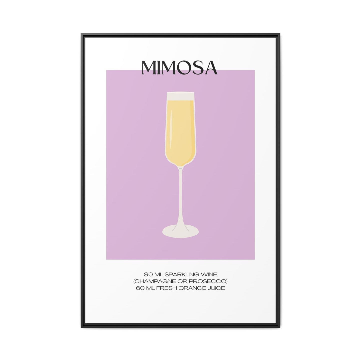 Mimosa Recipe Canvas Wall Art, Framed Home Decor, Kitchen Wall Art, Brunch Decoration, Gift for Foodies, Modern Art Print