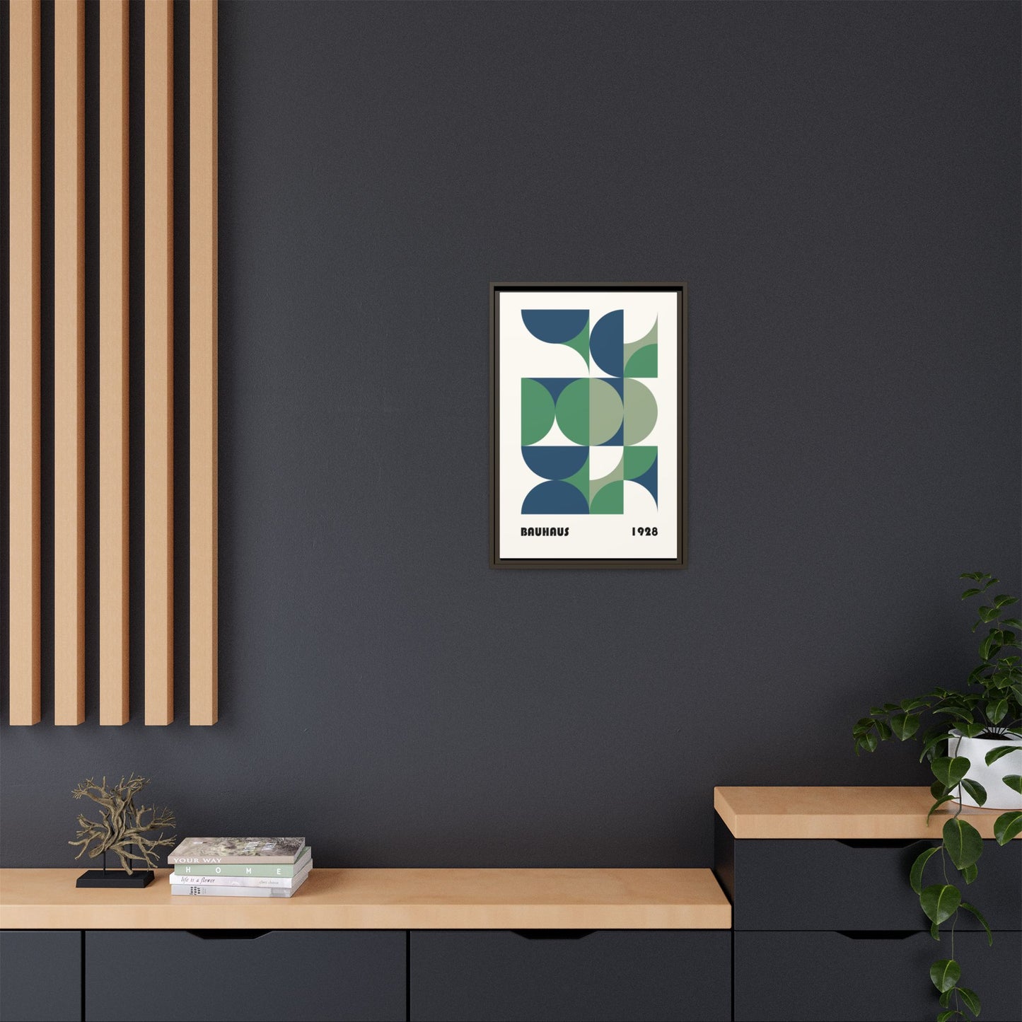 Modern Geometric Wall Art Print - Framed Multi-Color Canvas