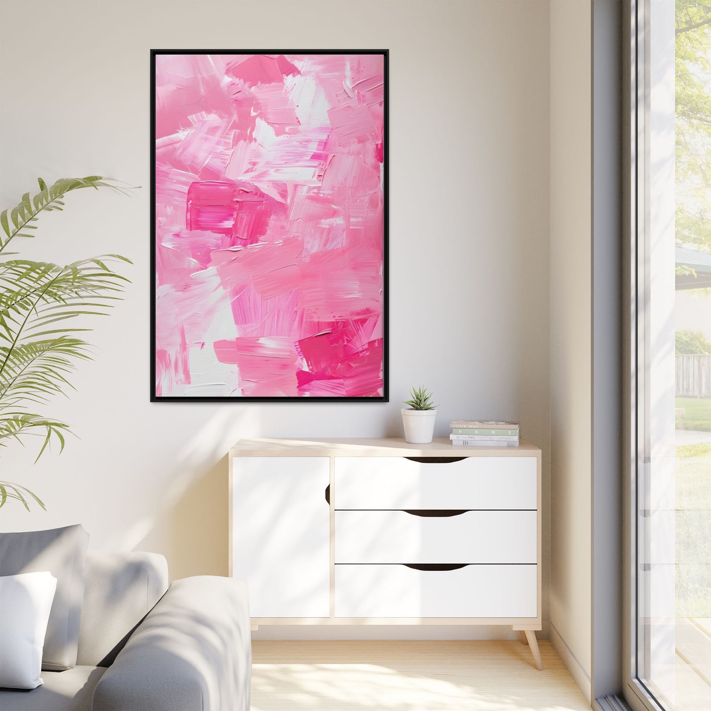 Framed Abstract Art Print, Modern Wall Decor for Home, Office, Pink Canvas, Chic Decor, Birthday Gift, Unique Artwork