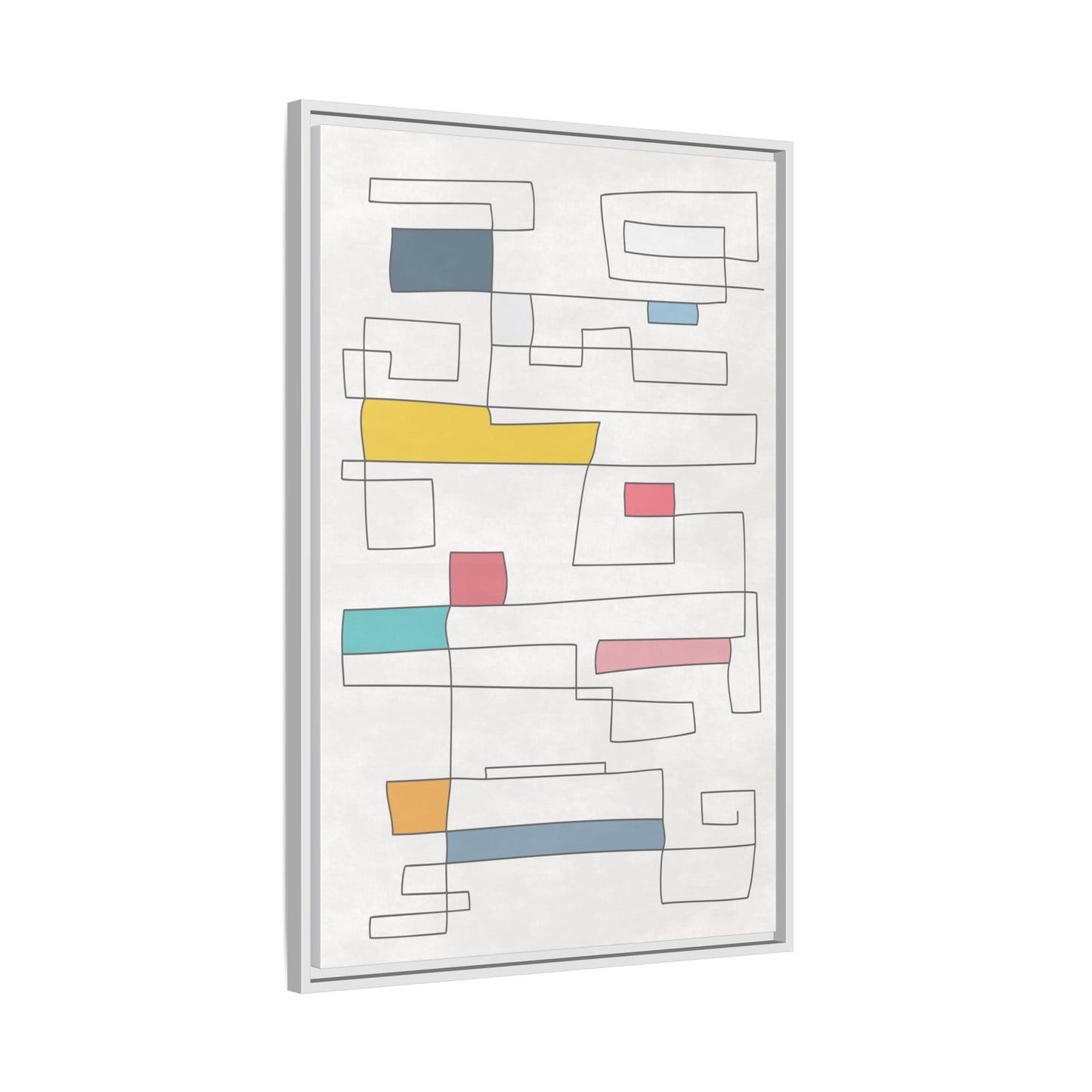 Abstract Line Art Framed Canvas - Modern Multi-Color Wall Decor