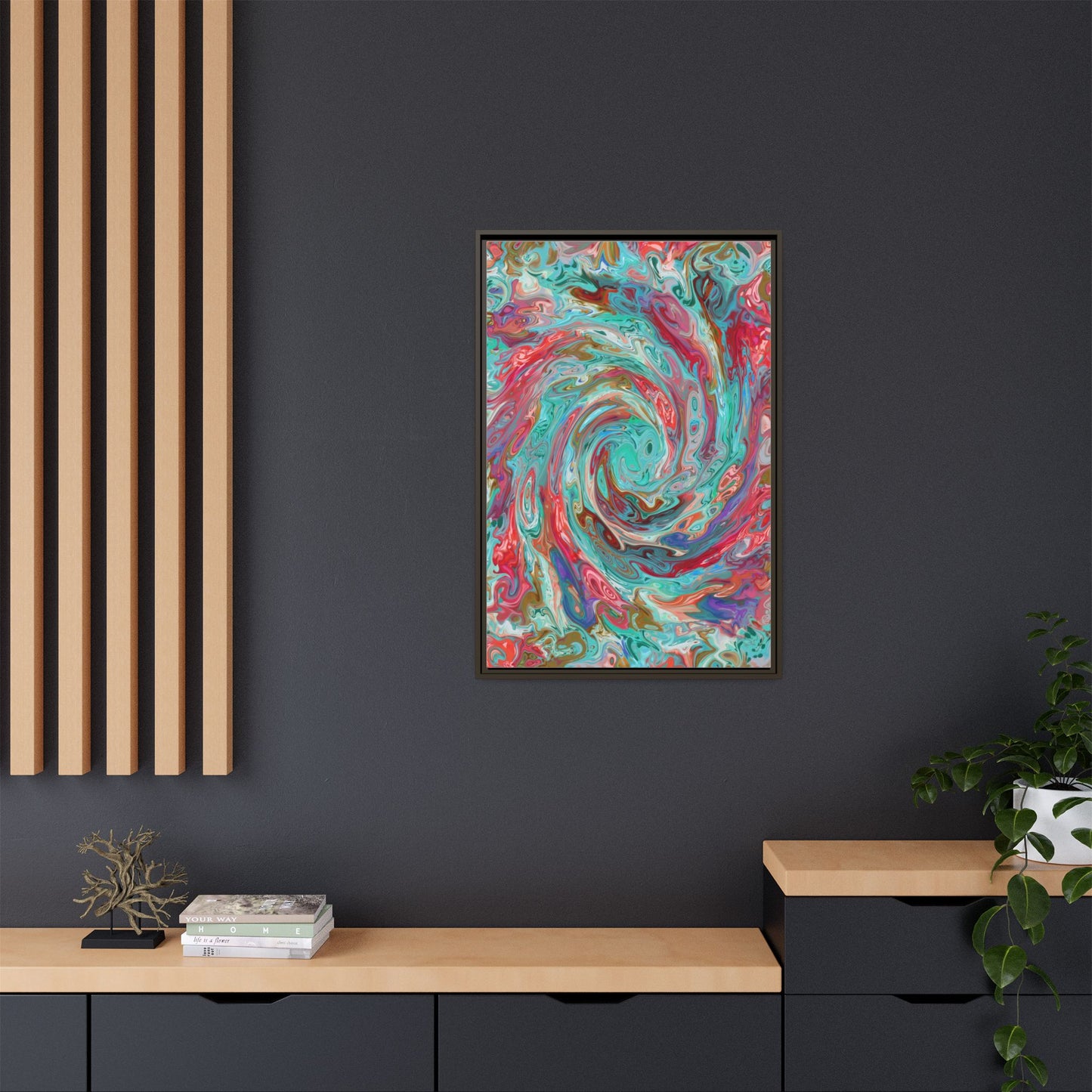 Vibrant Swirl Art Print - Multi-Color Framed Canvas Decor