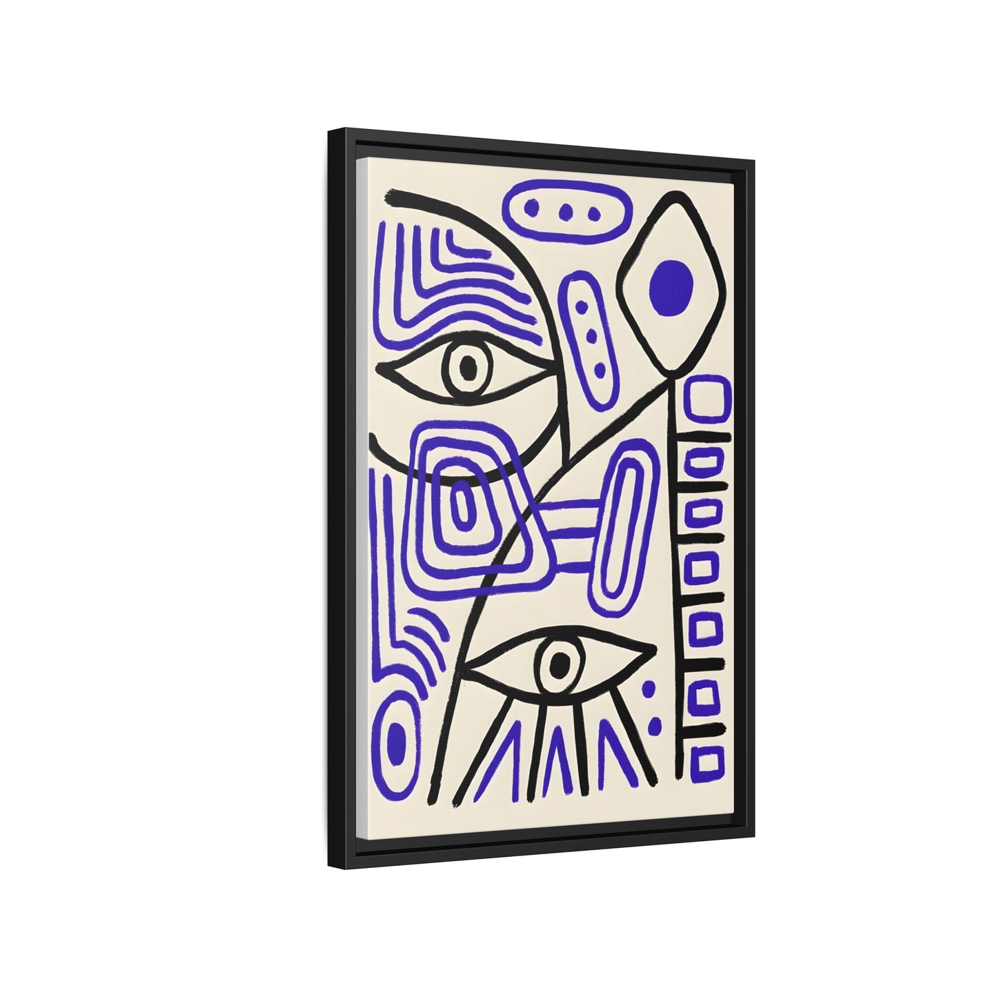 Abstract Line Art Canvas Print - Modern Black and Purple Framed Artwork
