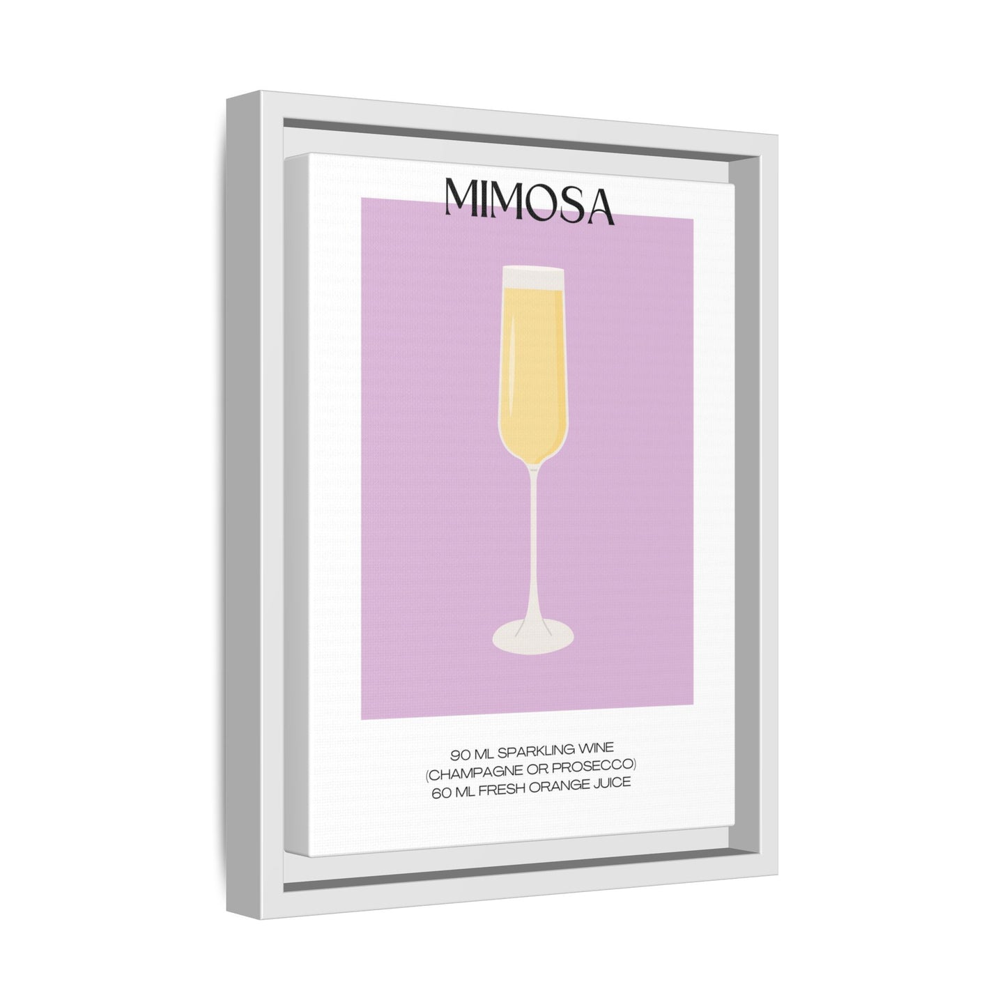 Mimosa Recipe Canvas Wall Art, Framed Home Decor, Kitchen Wall Art, Brunch Decoration, Gift for Foodies, Modern Art Print