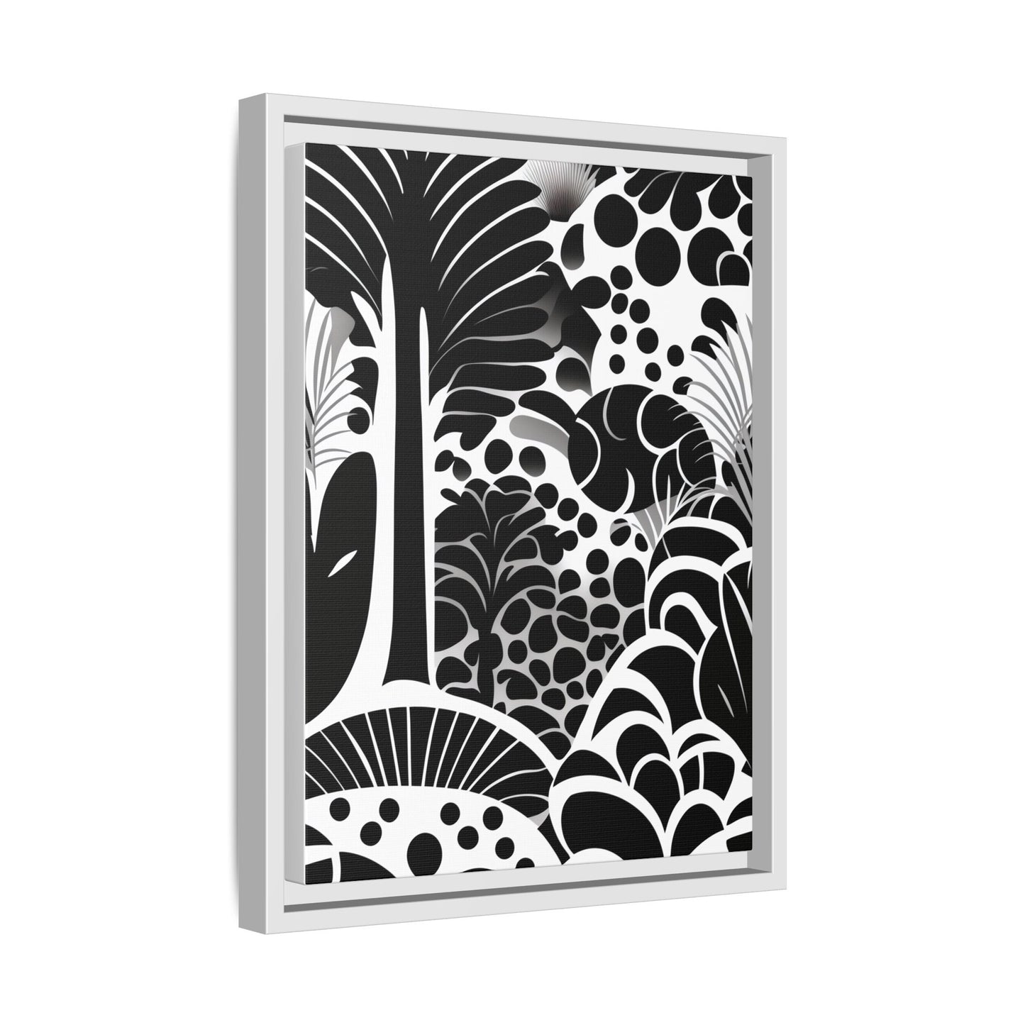 Black and White Framed Art Print, Modern Wall Décor, Minimalist Home Decoration, Botanical Canvas Artwork, Gift for Art Lovers