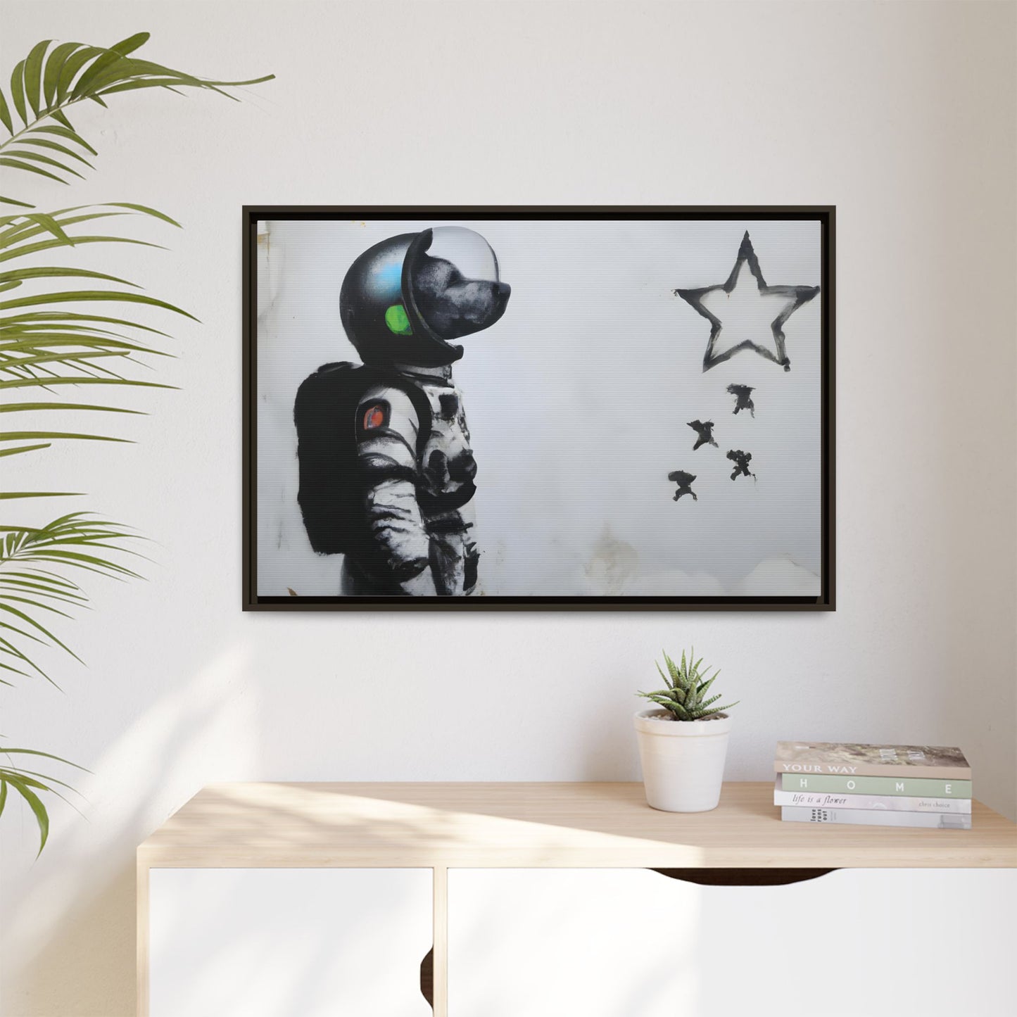 Astronaut Wall Art - Framed Matte Canvas Print for Dreamers and Space Enthusiasts