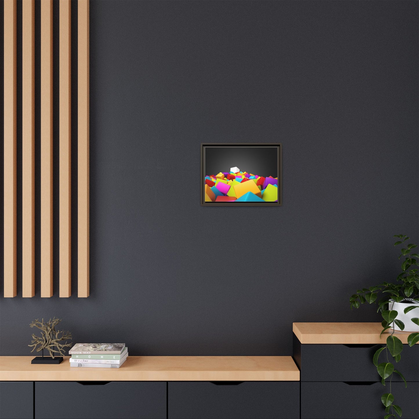 Vibrant Multi-Color Framed Canvas Art - Modern Geometric Decor
