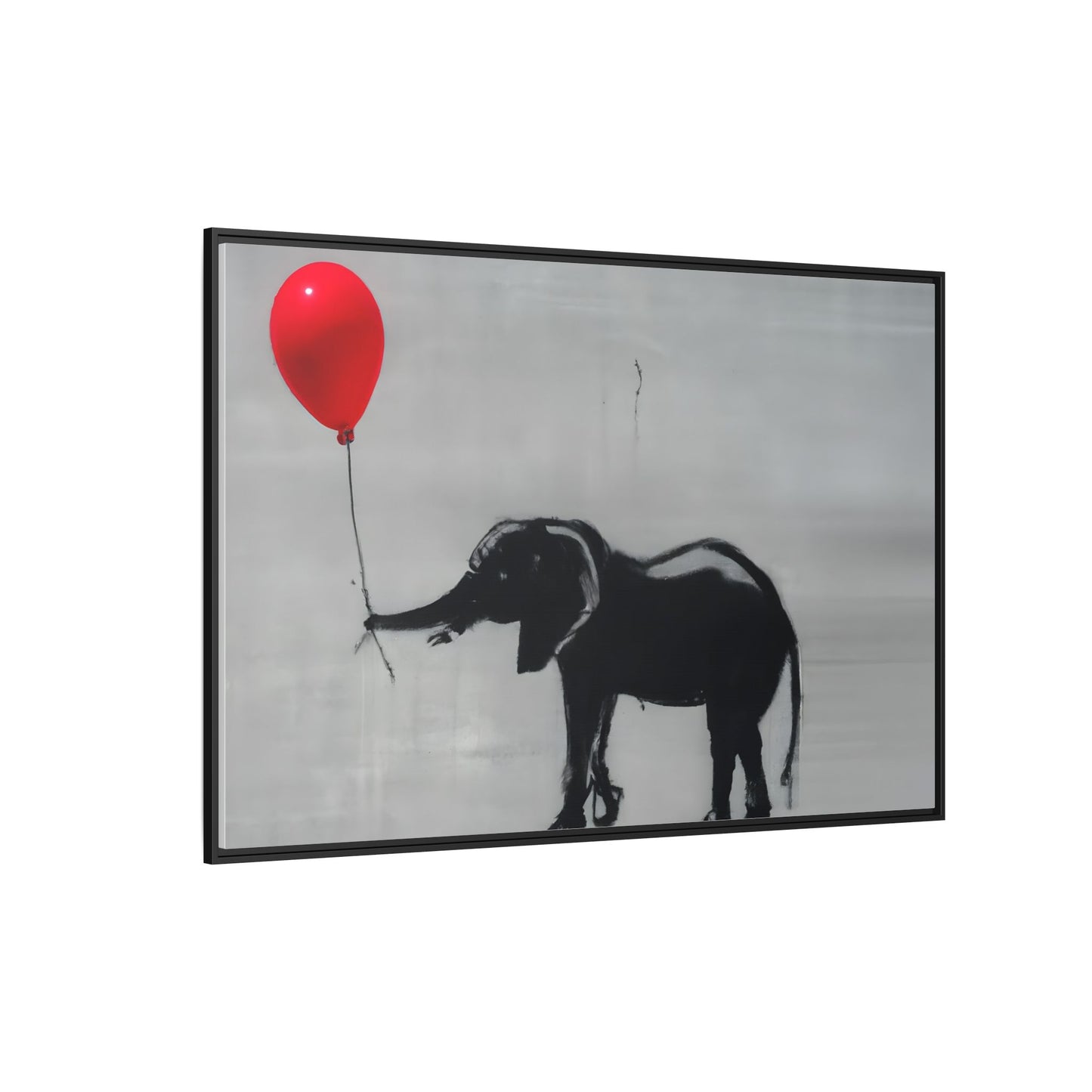 Framed Elephant Canvas Art - Playful Balloon Design