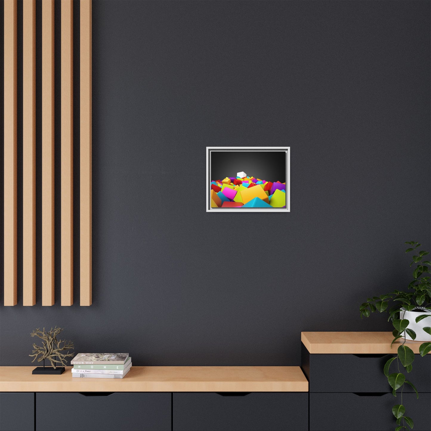 Vibrant Multi-Color Framed Canvas Art - Modern Geometric Decor