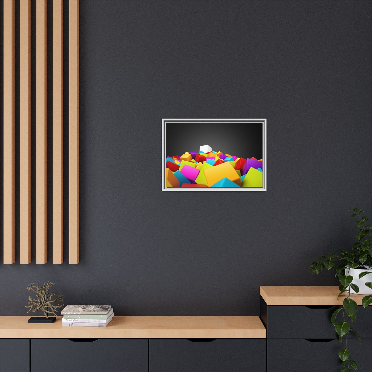 Vibrant Multi-Color Framed Canvas Art - Modern Geometric Decor
