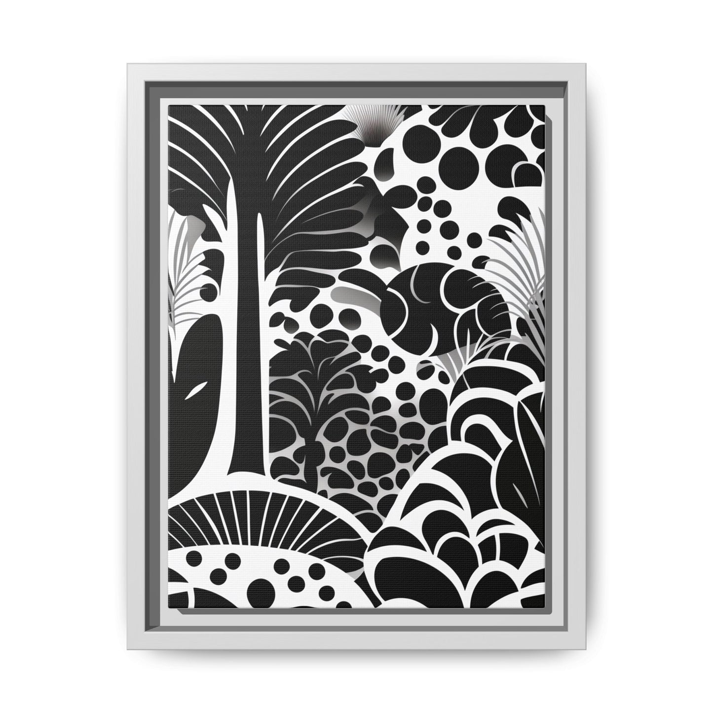 Black and White Framed Art Print, Modern Wall Décor, Minimalist Home Decoration, Botanical Canvas Artwork, Gift for Art Lovers