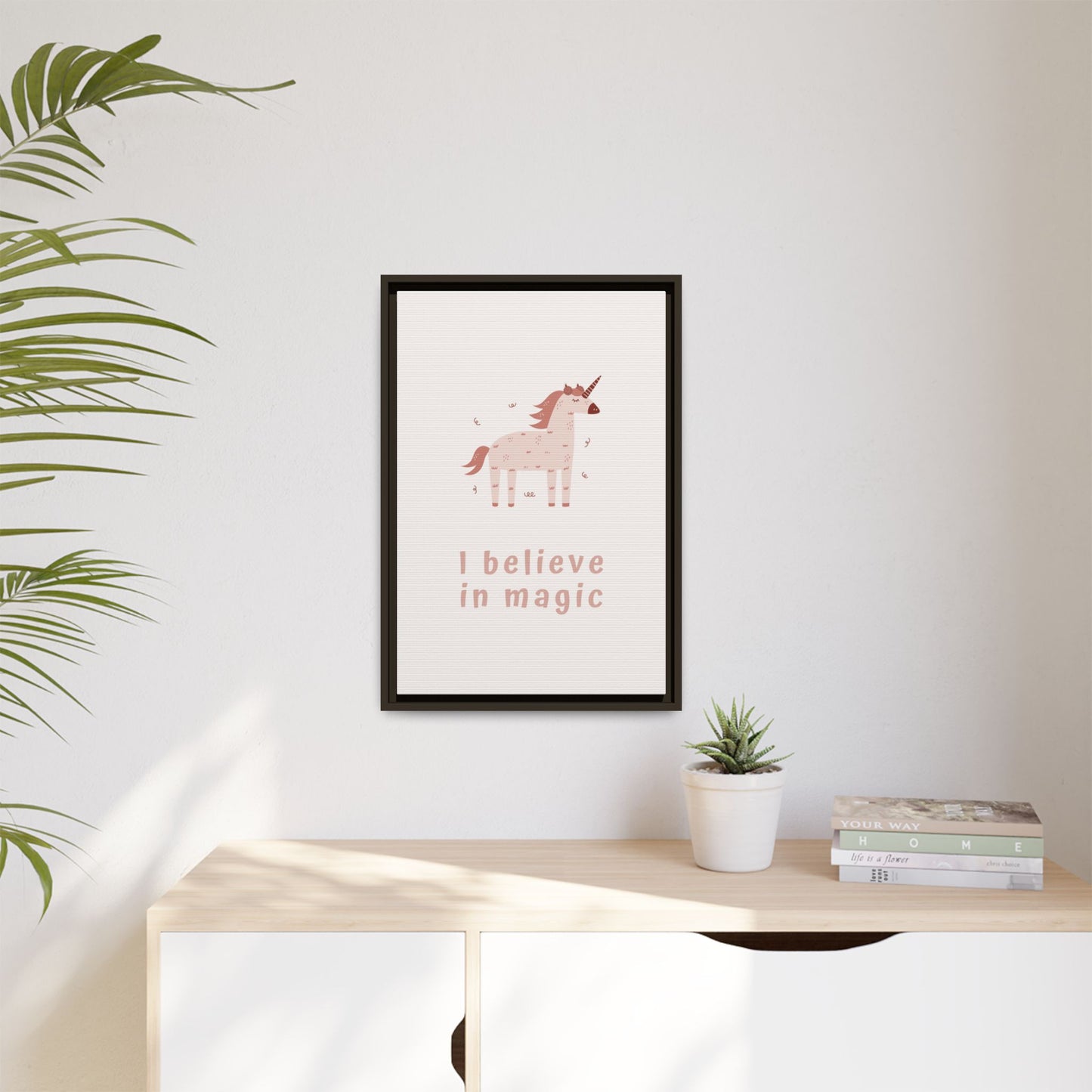 Framed Unicorn Art Print, Magical Home Decor for Kids, Whimsical Nursery Wall Art, Belief in Magic Poster, Gift for Unicorn Lovers