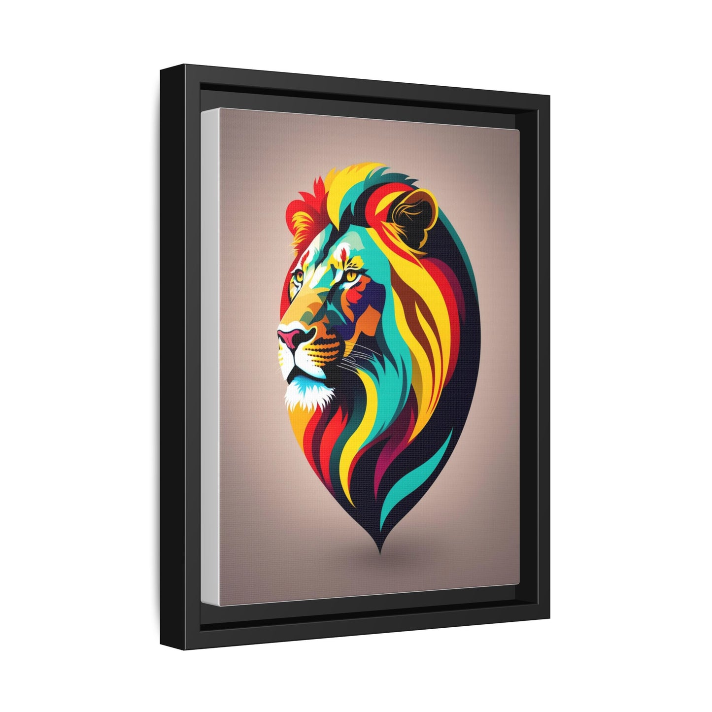 Vibrant Lion Canvas Wall Art, Framed Art Print, Colorful Animal Decor, Living Room Art, Unique Gift Idea